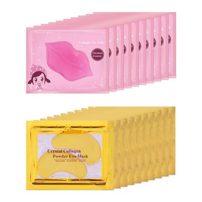 Eakroo 20 Pairs Lip Masks &amp; Eye Mask, Power Crystal Gel 24K Lip Eye Mask, Effectively Nourishes the Lip &amp; Eye Skin, Anti-Aging Eye Patches for Moisturizing, Reducing Fine Lines Dark Circle
