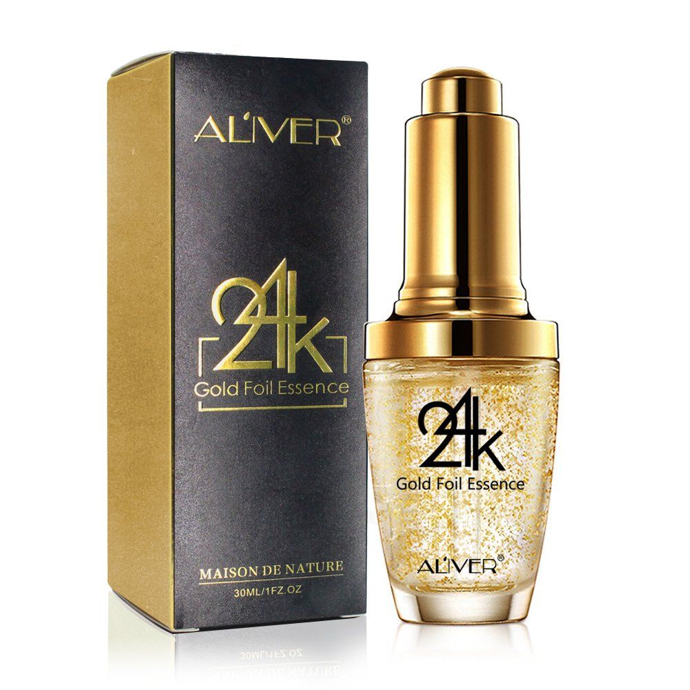 24K Gold Face Essence, Anti Aging &amp; Wrinkle Moisturizing Firming Face Serum, Treatment for Skin Care with Hyaluronic Acid Serum