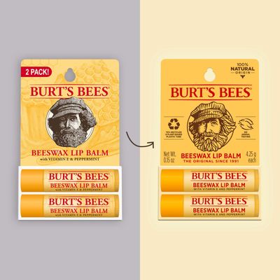 Burt's Bees Lip Balm Stocking Stuffers, Moisturizing Lip Care Christmas Gifts, Original Beeswax with Vitamin E &amp; Peppermint Oil, Natural Origin Conditioning Lip Treatment (2-Pack)
