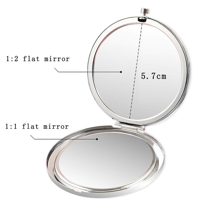 Forest Kiss Daughter Gifts Silver Stainless Steel Compact Makeup Mirror Graduation Birthday with Gift Box
