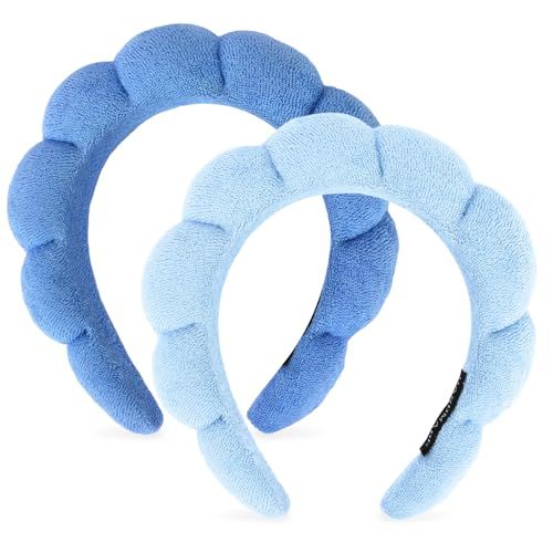 Araluky Women Spa Headband for Washing Face Makeup Headband Puffy Sponge Headbands Skincare Headbands for Women Girls Terry Cloth Headband for Skincare Makeup Removal Shower