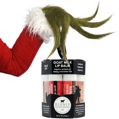 Dionis Goat Milk 6 Pc Lip Balm Ornament 2024 - Vanilla, Coconut, Milk &amp; Honey, Berry, Peppermint &amp; Blood Orange Scented Chapstick - Shea Butter &amp; Coconut Oil, Protect &amp; Restore Lips 0.28oz