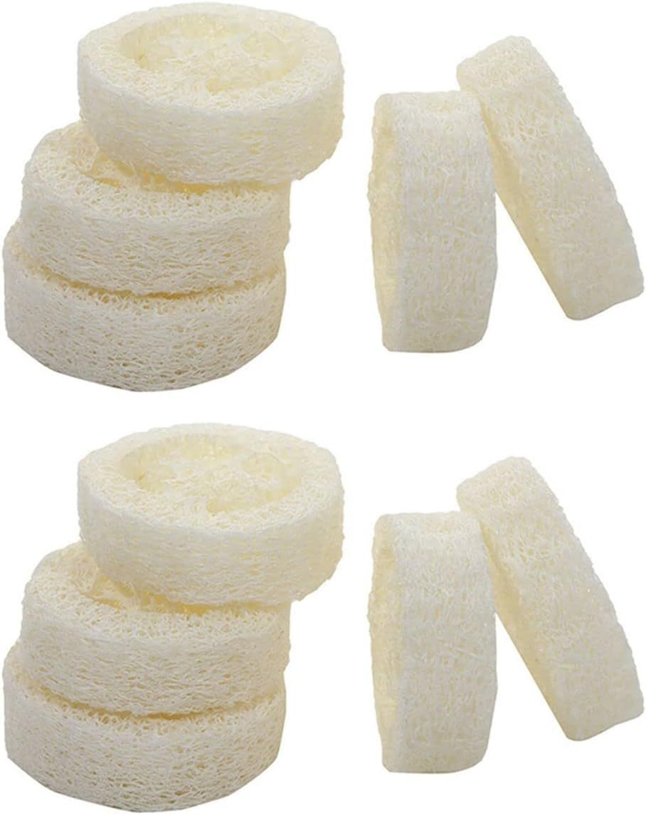 10Pcs White Natural Loofah Slices for Soap Making, Loofah Exfoliating Body Sponge Scrubber for Skin Care Loofa Soap Supplies Bathing Accessories