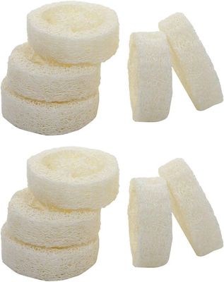 10Pcs White Natural Loofah Slices for Soap Making, Loofah Exfoliating Body Sponge Scrubber for Skin Care Loofa Soap Supplies Bathing Accessories