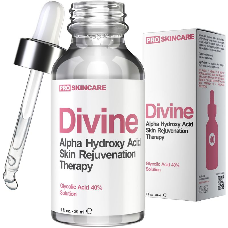 Glycolic Acid Peel 40% Professional Chemical Peel for Face for Acne Scars, Collagen Boost, Wrinkles, Fine Lines - Alpha Hydroxy Acid Liquid Exfoliant for Face Peel Mask for Men &amp; Women