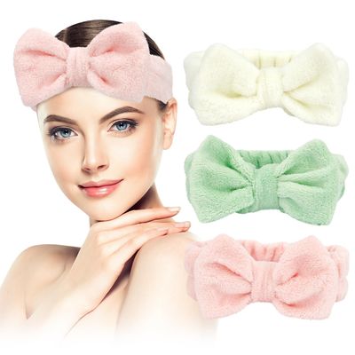 Fluffy Spa Headband for Women&#39;s Skincare and Makeup - Hair Band for Face Washing in Pink, White, Green