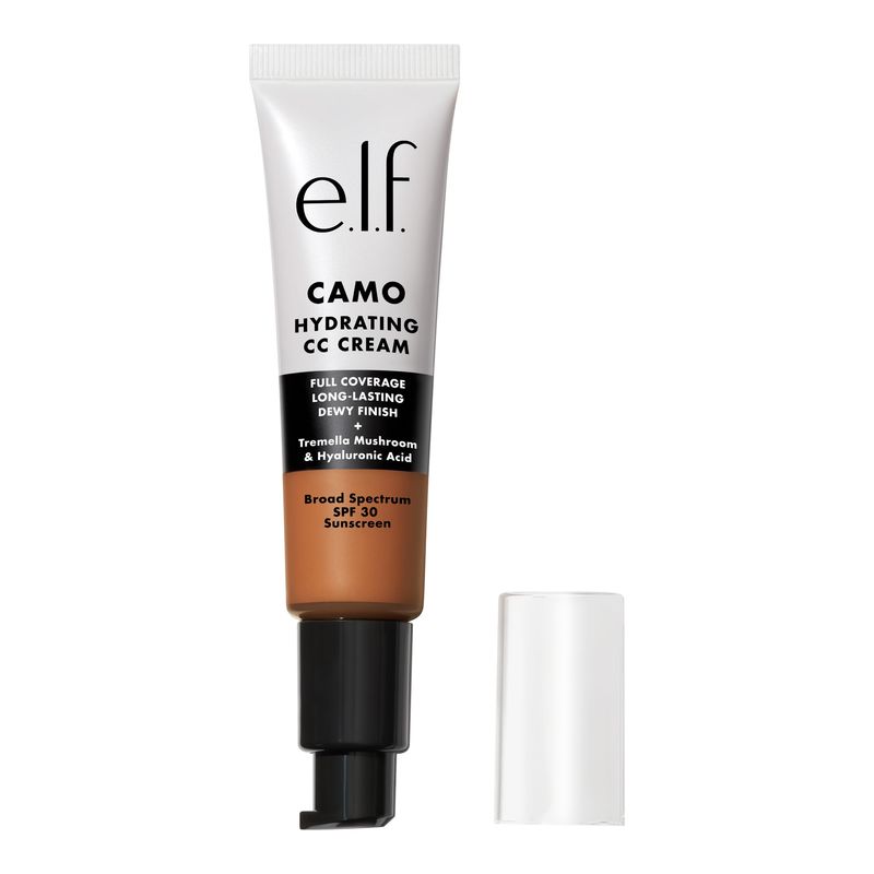 e.l.f. Hydrating Camo CC Cream, SPF 30, Color Correcting Full Coverage Foundation For A Dewy Finish, Vegan &amp; Cruelty-Free, Deep 510 C