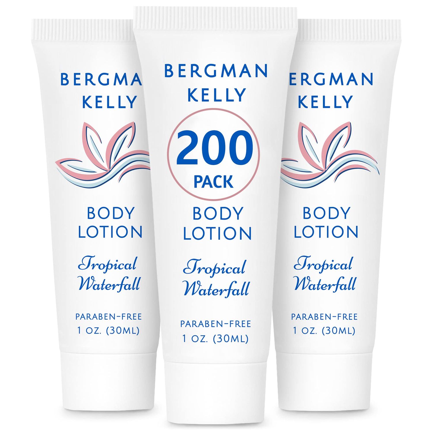 BERGMAN KELLY - Travel Size Lotion - 1 fl oz, 200 PK, Tropical Waterfall - Delight Your Guests w/Invigorating &amp; Refreshing Body Lotion - Quality Mini &amp; Small Size Guest Hotel Toiletries in Bulk