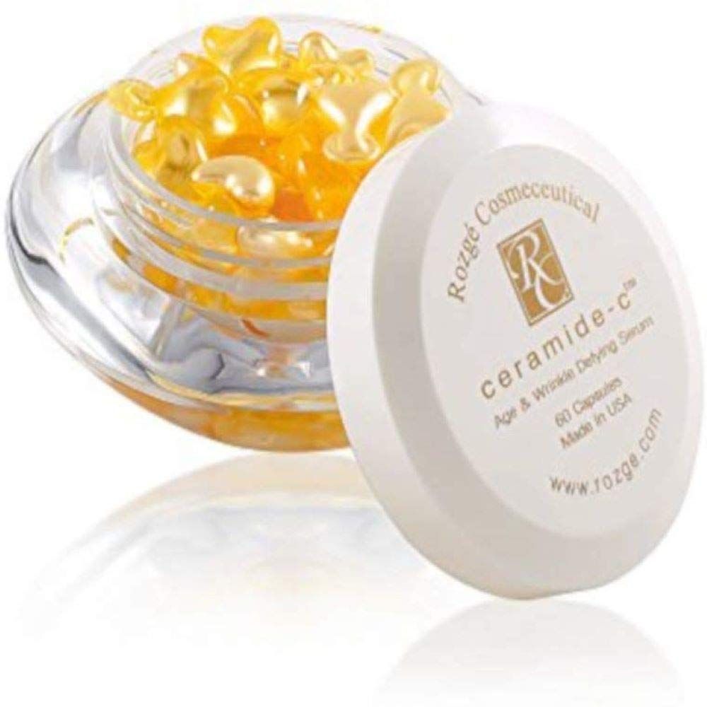 3 PACKS OF ROZGE CERAMIDE-C FACIAL WRINKLE REDUCER SERUM WITH VITAMINS C AND E - 3 X 60 Capsules of Age Defying Antioxidant - Simple and Natural Rejuvenating Repair to Reduce Deep Wrinkles
