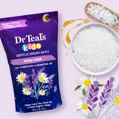 Dr Teal's Kids Gentle Epsom Salt, Sleep Soak with Melatonin &amp; Essential Oil Blend, 2 lbs (Pack of 3)