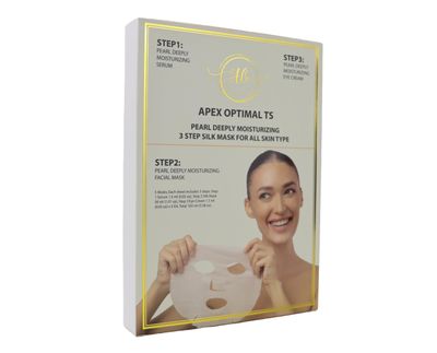 APEX OPTIMAL TS 3-Step Pearl Hydrating Facial Mask - Silk Mask, Moisturizing Serum, Nutrient Liquid, and Eye Cream - Suitable for All Skin Types