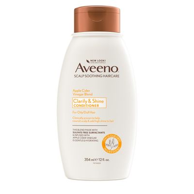 Aveeno Apple Cider Vinegar Sulfate-Free Conditioner for Balance &amp; High Shine, Daily Moisturizing &amp; Scalp Soothing Conditioner for Oily or Dull Hair, Paraben &amp; Dye-Free, 12oz