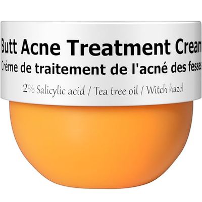 Butt Acne Clearing Treatment, Moisturizer Cream with 2% Salicylic Acid, Tea Tree Oil &amp; Witch Hazel, Body Back Acne Treatment, Cystic Acne Treatment for Skin Delicate and Smooth 2.4oz