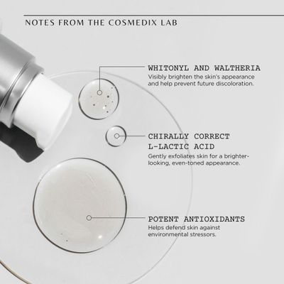 COSMEDIX Simply Brilliant 24/7 Brightening Serum, Brightens the Look of Skin & Helps Prevent Discoloration, Gently Exfoliates Dead Skin, L-Lactic Acid & Antioxidants, Cruelty & Gluten Free