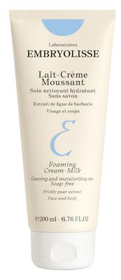 Embryolisse Foaming Cream Milk. Hydrating Cleanser for Face and Body, Soap-Free, Vegan Formula, 6.76 fl.oz.