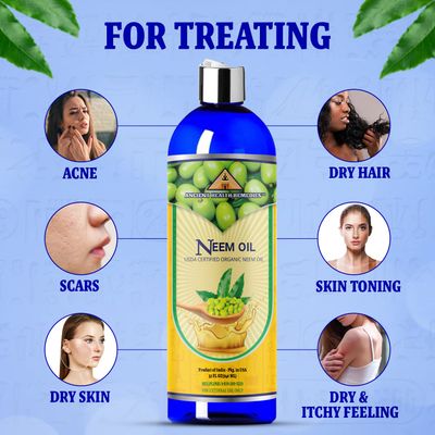 Cold-Pressed Unrefined USDA Certified Organic Neem Oil by Ancient Health Remedies Pure & All Natural-Excellent Bulk Carrier Oil For Anti-aging, Healthy Hair & Skin (INDIA) (32 oz)