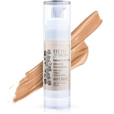 Fifth &amp; Skin: Bettern Ur Skin Liquid Foundation (SOFT BEIGE) - Natural, Organic, Vegan, Cruelty-Free - Gluten-Free Beauty with Buildable Coverage and Palm-Free Luxury - 1 oz