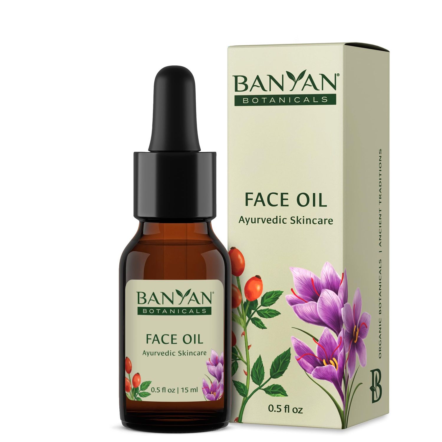 Banyan Botanicals Face Oil - Luxurious Ayurvedic Face Oil - Clean Skincare with Rosehip Oil and Jojoba Oil for Skin that Glows - 0.5 oz - Non-GMO, Cruelty Free, Paraben &amp; Phthalate Free