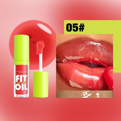 FYEBOO Hydrating Lip Oil, Big Brush Head Lip Glaze Shiny Transparent Lip Glow Oil, Nourishing & Non-sticky Long Lasting Fresh Clear Smooth Lip Care Plumping Lip Oil (# 05)