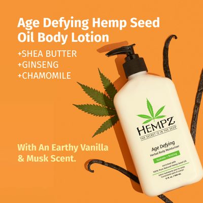 Hempz Age-Defy Body and Hand Lotion for Dry Skin, for Cracked &amp; Crepey Skin, Quick Absorption Moisturizer, Large 17 oz