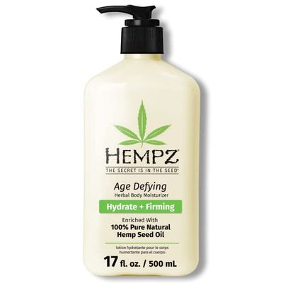 Hempz Age-Defy Body and Hand Lotion for Dry Skin, for Cracked &amp; Crepey Skin, Quick Absorption Moisturizer, Large 17 oz