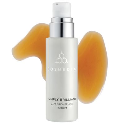 COSMEDIX Simply Brilliant 24/7 Brightening Serum, Brightens the Look of Skin &amp; Helps Prevent Discoloration, Gently Exfoliates Dead Skin, L-Lactic Acid &amp; Antioxidants, Cruelty &amp; Gluten Free