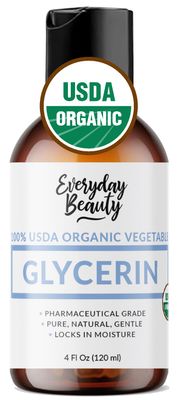 100% Organic Glycerin - For Skin &amp; Hair - Food Grade - USDA Certified - Not From Palm Oil - Perfect Skin and Hair Moisturizer - 4 Fl Oz