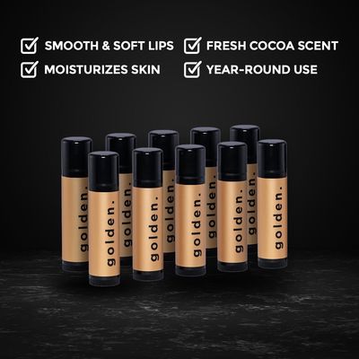 Golden Grooming Co. Lip Balm Set for Men - Soothing &amp; Moisturizing Lip Balms for Dry, Cracked, Chapped Lips - Infused with Aloe Vera &amp; Vitamin E - Vanilla Scent - Pack of 10