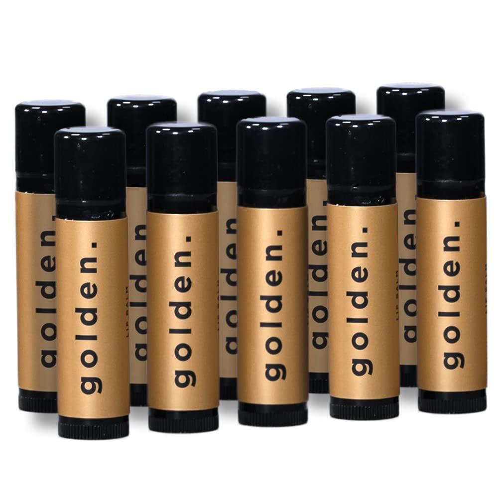 Golden Grooming Co. Lip Balm Set for Men - Soothing &amp; Moisturizing Lip Balms for Dry, Cracked, Chapped Lips - Infused with Aloe Vera &amp; Vitamin E - Vanilla Scent - Pack of 10