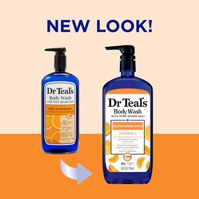 Dr Teal's Body Wash with Pure Epsom Salt, Glow &amp; Radiance with Vitamin C &amp; Citrus Essential Oils, 24oz (Pack of 2)