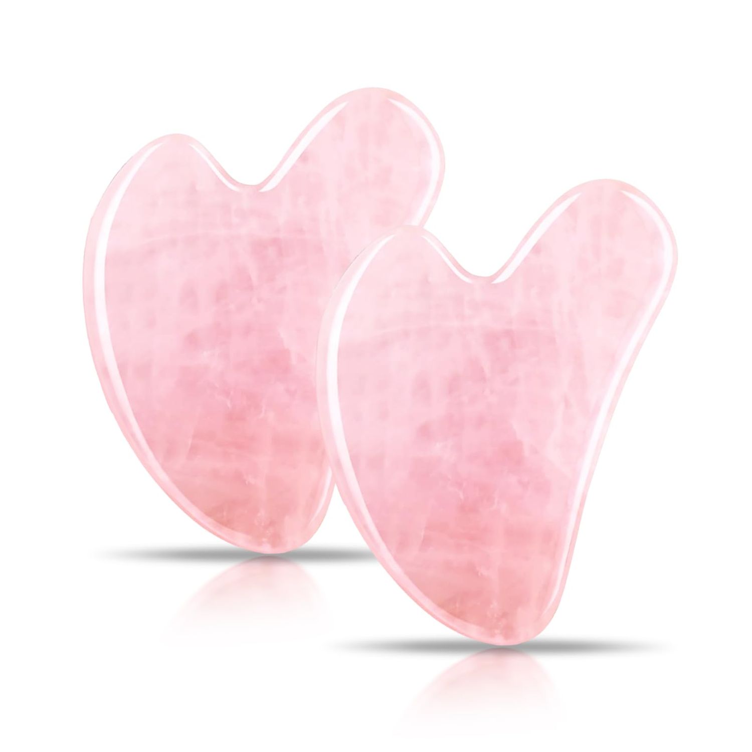 Contrybox Gua Sha Facial Tools 2 Pack, Rose Quartz Guasha Tool for Face Gua Sha Stone for Puffiness Reducing &amp; Jawline Sculpting Face Stone Gua Sha Tools for Skin Care Woman GuaSha Stone Tool, Pink