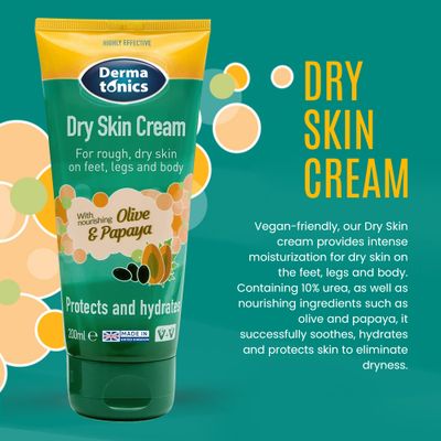 Dermatonics Dry Skin Cream for Cracked Heels, Hands &amp; Feet | 10% Urea Intensive Care Solution, Softening Calloused, Rough &amp; Damaged Skin - Absorbs Quickly | Hydrating Moisturizer - Daily Use | 200 ml