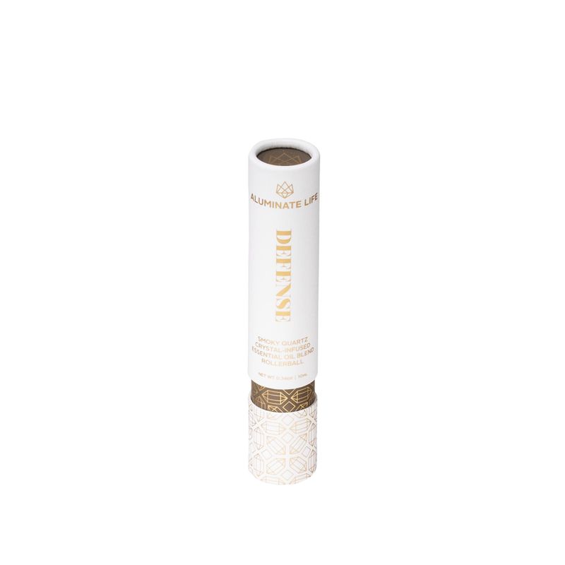 Aluminate Life Essential Oil Rollerballs, .34 OZ, Defense - Smoky Quartz Crystal Infused - Scents of Frankincense, Neroli, &amp; Sage - Aromatherapy Roll On Oils, Skin Care, Massage