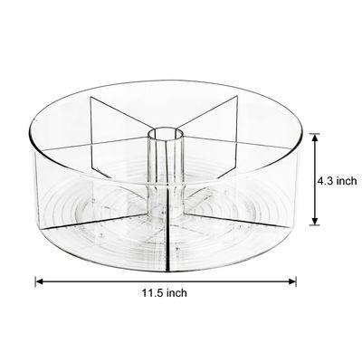 360 Rotating Makeup Organizer 11.5" Clear Turntable Lazy Susan Organizer for Vanity, Bathroom Counter, Pantry, Cabinet, Spinning Cosmetic Storage Holder with 5 Dividers for Skincare, Makeup Brushes
