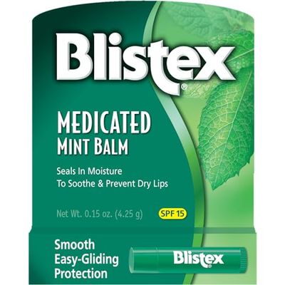 Blistex Medicated Mint Lip Balm, 0.15 Ounce (Pack of 24) - Prevent Dryness &amp; Chapping, SPF 15 Sun Protection, Seals in Moisture, Hydrating Lip Balm, Easy Glide Formula for Full Coverage