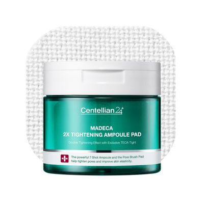 Centellian 24 Madeca Double Tightening Ampoule Pad (5.58fl oz x 60 pcs) - Pore Minimizer, Hydrating &amp; Exfoliating Pads for Smoother Skin Texture, Vegan Certified, Korean Skin Care. TECA, AHA, BHA