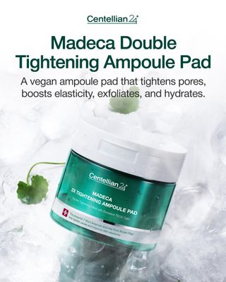 Centellian 24 Madeca Double Tightening Ampoule Pad (5.58fl oz x 60 pcs) - Pore Minimizer, Hydrating & Exfoliating Pads for Smoother Skin Texture, Vegan Certified, Korean Skin Care. TECA, AHA, BHA