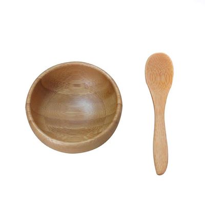 1 Set Cute Small Facial Skin Care Mask Bowl with Mini Spoon Eco Enviroment Material Facemask Mixing Tool for Lady Women DIY Makeup in Home Use Color Natural