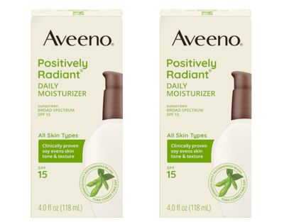 Aveeno Positively Radiant Daily Moisturizer with SPF 15, 2 x 120 ml (2 x 4 oz)