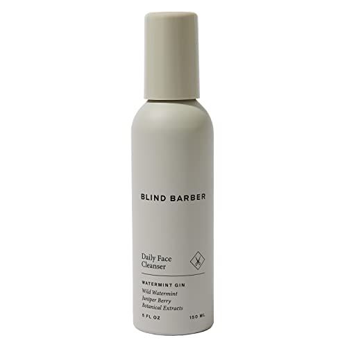 Blind Barber Daily Face Cleanser - Cooling Gel to Foam Face Wash for Men with Juniper &amp; Watermint for Gently Removing Dirt and Cleaning Pores - All Skin Types (5oz / 150ml)
