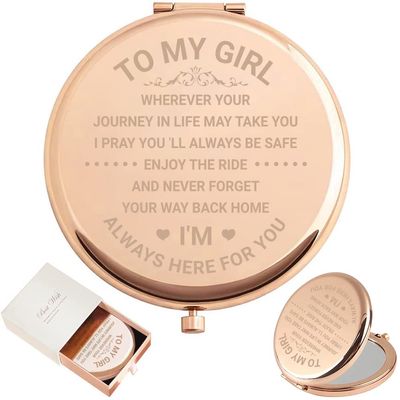 Gosuoa Daughter Gifts from Dad Mom, Birthday Gifts for Girls, Compact Mirror for Purses, Engraved Pocket Mirror Gifts for Granddaughter, Girlfriend for Birthday, Graduation,Valentine&#39;s Day