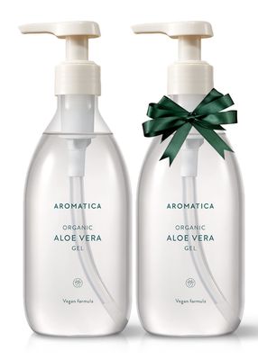 AROMATICA Organic Aloe Vera Gel Gift Set 300ml each - Vegan Body Moisturizer for Irritated Skin, After-Sun Skin Care