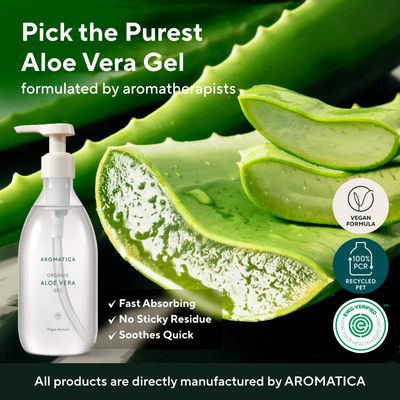 AROMATICA Organic Aloe Vera Gel Gift Set 300ml each - Vegan Body Moisturizer for Irritated Skin, After-Sun Skin Care