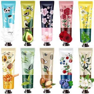 DuoZeng 10 Pcs Plant Fragrance Hand Cream for Dry Hands,Moisturizing Cream Hand Lotion Travel Gifts Set,Hand Care Cream Hand Lotion Travel Size with Avocado Shea Butter &amp; Green Tea for Women &amp; Men