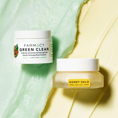 Farmacy Ceramide Face Moisturizer + Cleansing Balm Duo - Travel Size Skin Care Set with Green Clean Makeup Remover Balm + Honey Halo Moisturizer Face Cream (2 Count)