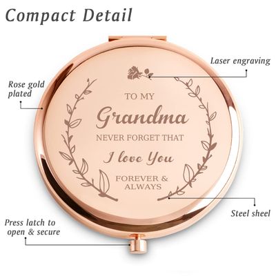 COYOAL Grandma Gifts from Grandkids Granddaughter Grandson, I Love You Personalized Compact Mirror for Grandmother Grandparents Nana, Sentimental Grandma Present for Valentines Day, Birthday