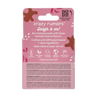 Crazy Rumors Festive Mix - Gingerbread, Hot Cocoa, Cinnamon Bun + Peppermint Twist - 4 Pack Lip Balm