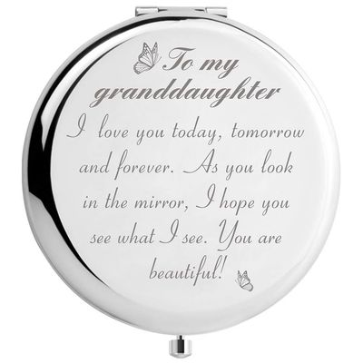 Granddaughter Gifts from Grandma and Grandpa, To My Granddaughter Makeup Mirror for Birthday Graduation Christmas