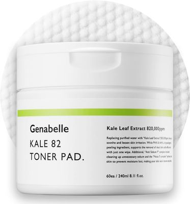 Genabelle Kale 82 Toner Pad - 60 Jumbo Sheets, AHA PHA Dead Skin Care Daily Hydrating Toner Pad exfoliating