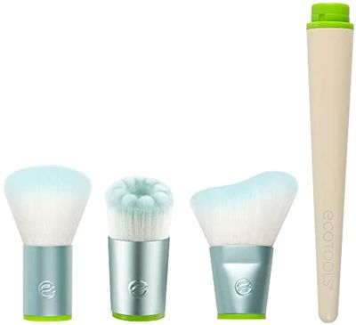 EcoTools Limited Edition Blush and Glow Interchangeable Makeup and Skincare Brush Set, Travel Friendly Makeup Brushes, 5 Piece Valentines Day Gift Set For Wife, Spouse, Girlfriend, or Daughter